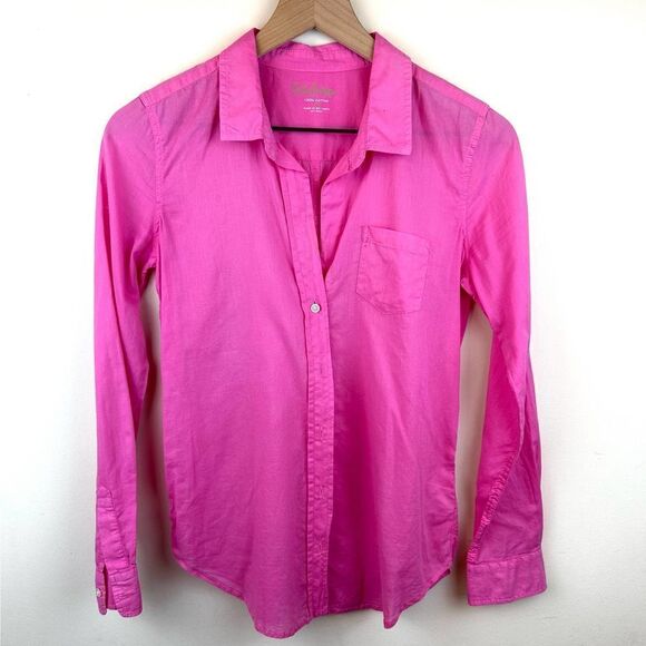 Lilly Pulitzer Pink Lightweight Long Sleeve Button Up Shirt Women’s XS Read - Picture 1 of 12